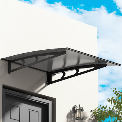 Instahut Window Door Awning Canopy 1mx1m Grey Solid Sheet Metal Frame.