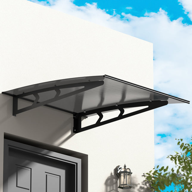 Instahut Window Door Awning Canopy 1mx1m Grey Solid Sheet Metal Frame.