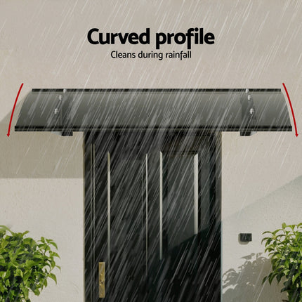 Instahut Window Door Awning Canopy 1mx1m Grey Solid Sheet Metal Frame.