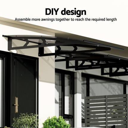 Instahut Window Door Awning Canopy 1mx1m Grey Solid Sheet Metal Frame.