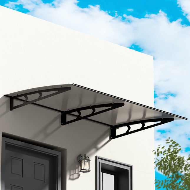 Instahut Window Door Awning Canopy 1mx2m Grey Solid Sheet Metal Frame.