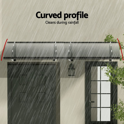 Instahut Window Door Awning Canopy 1mx2m Grey Solid Sheet Metal Frame.