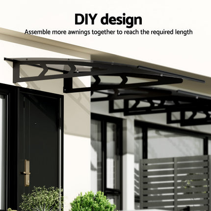 Instahut Window Door Awning Canopy 1mx2m Grey Solid Sheet Metal Frame.