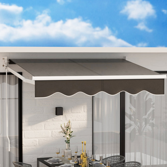 Instahut Retractable Folding Arm Awning Manual Sunshade 2Mx1.5M Grey.