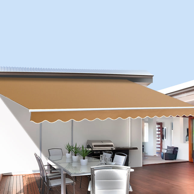 Instahut Retractable Folding Arm Awning Manual Sunshade 2.5Mx2M Beige.