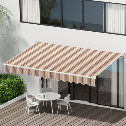 Instahut Retractable Folding Arm Awning Manual Sunshade 3Mx2.5M Green White.