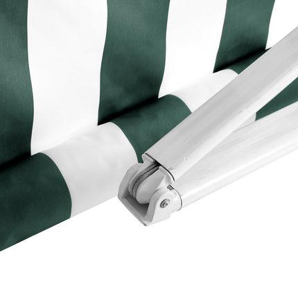 Instahut Retractable Folding Arm Awning Manual Sunshade 3Mx2.5M Green White.