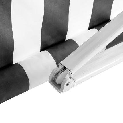 Instahut Retractable Folding Arm Awning Manual Sunshade 3Mx2.5M Grey White.