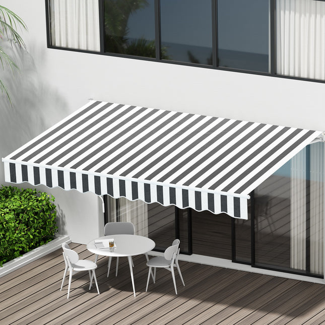 Instahut Retractable Folding Arm Awning Manual Sunshade 3Mx2.5M Grey White.