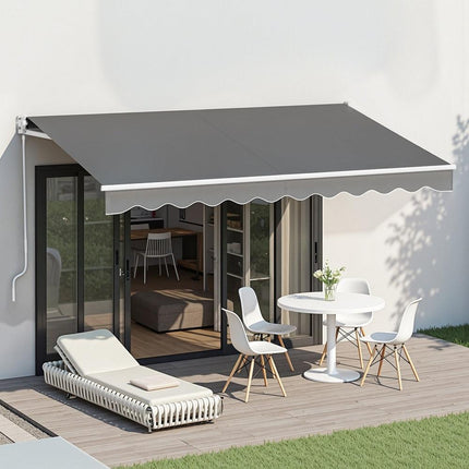 Instahut Retractable Folding Arm Awning Manual Sunshade 3.5M X 2.5M Grey.