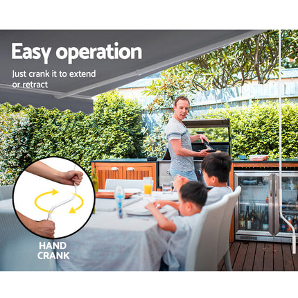 Instahut Retractable Folding Arm Awning Manual Sunshade 4Mx2.5M Pearl Grey.