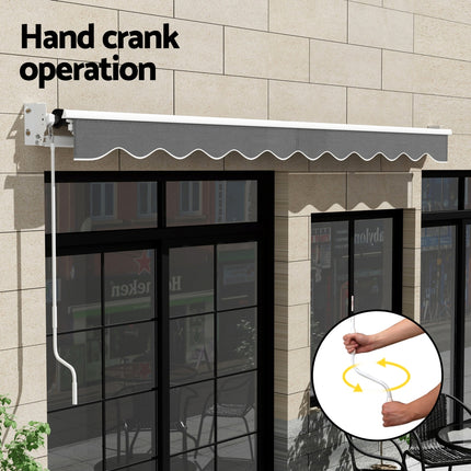 Instahut Retractable Folding Arm Awning Manual Sunshade 4.5Mx3M Grey.