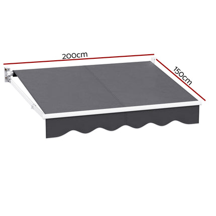 Instahut Retractable Folding Arm Awning Motorised Sunshade 2Mx1.5M Grey.