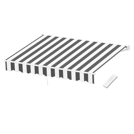 Instahut Retractable Folding Arm Awning Motorised Sunshade 2.5Mx2M Grey White.