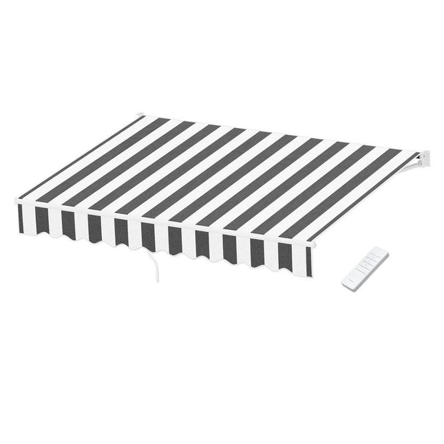 Instahut Retractable Folding Arm Awning Motorised Sunshade 2.5Mx2M Grey White.