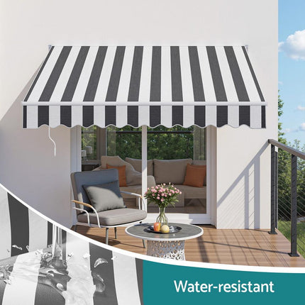 Instahut Retractable Folding Arm Awning Motorised Sunshade 2.5Mx2M Grey White.
