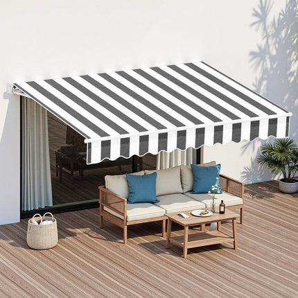 Instahut Retractable Folding Arm Awning Motorised Sunshade 2.5Mx2M Grey White.