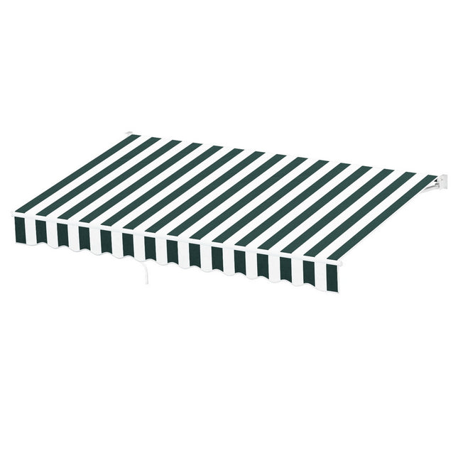 Instahut Retractable Folding Arm Awning Motorised Sunshade 3Mx2.5M Green White.