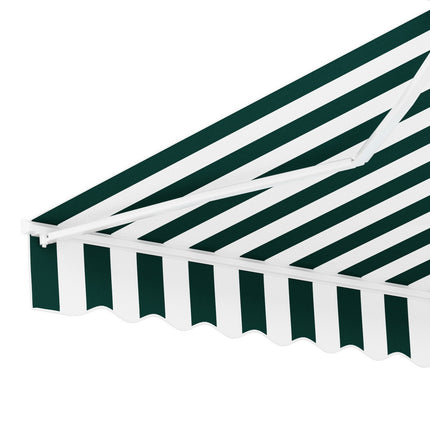 Instahut Retractable Folding Arm Awning Motorised Sunshade 3Mx2.5M Green White.