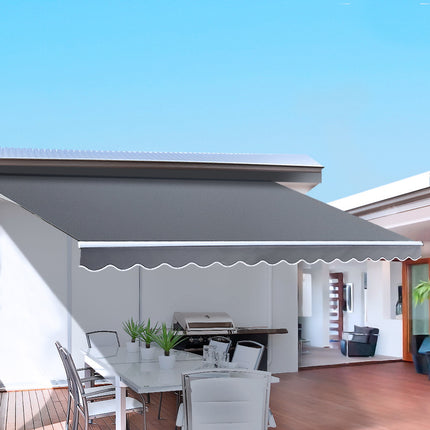 Instahut Retractable Folding Arm Awning Motorised Sunshade 3Mx2.5M Grey.