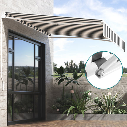 Instahut Retractable Folding Arm Awning Motorised Sunshade 3Mx2.5M Grey White.