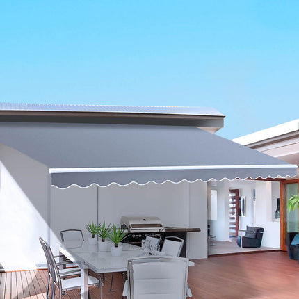 Instahut Retractable Folding Arm Awning Motorised Sunshade 3Mx2.5M Pearl Grey.