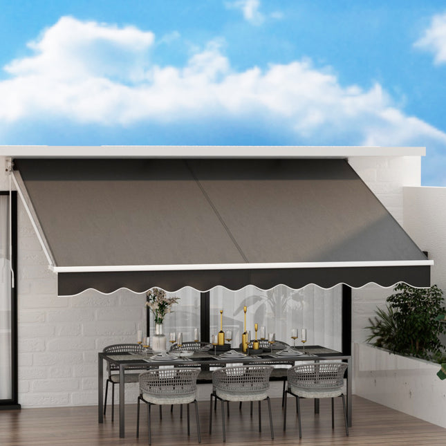 Instahut Retractable Folding Arm Awning Motorised Sunshade 4Mx2.5M Grey.