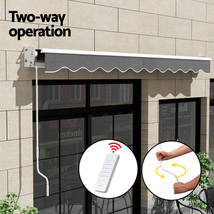 Instahut Retractable Folding Arm Awning Motorised Sunshade 4Mx2.5M Grey.