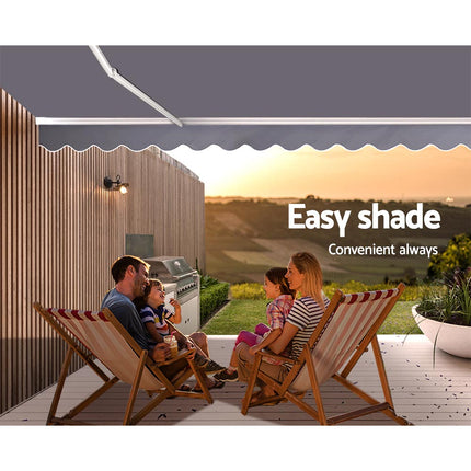 Instahut Retractable Folding Arm Awning Motorised Sunshade 4Mx2.5M Pearl Grey.