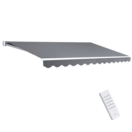 Instahut Retractable Folding Arm Awning Motorised Sunshade 4Mx2.5M Pearl Grey.