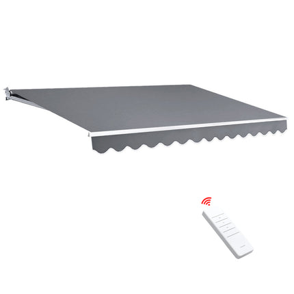 Instahut Retractable Folding Arm Awning Motorised Sunshade 4Mx3M Pearl Grey.