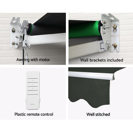 Instahut Retractable Folding Arm Awning Motorised Sunshade 5Mx3M Grey.