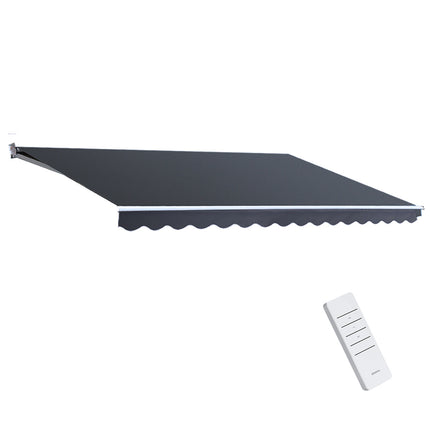 Instahut Retractable Folding Arm Awning Motorised Sunshade 5Mx3M Grey.