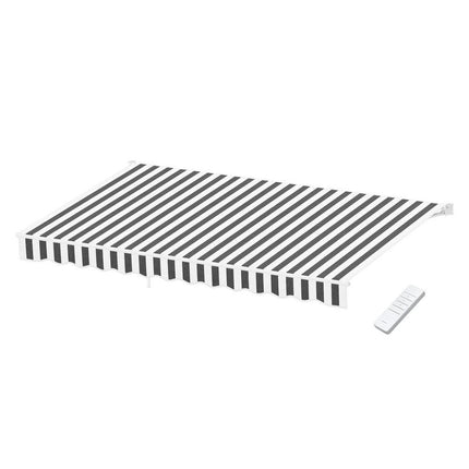 Instahut Retractable Folding Arm Awning Motorised Sunshade 5Mx3M Grey White.