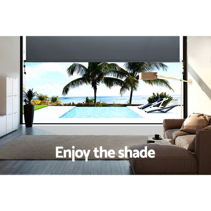 Instahut 1.8X2.5M Outdoor Blinds Awning Roll Down Canopy Retractable Outdoor Blinds Window Shade Grey.