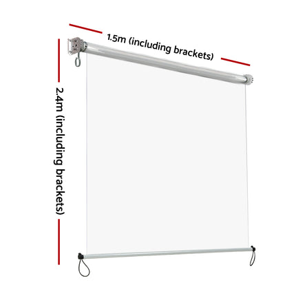 Instahut 1.5X2.4M Outdoor Blinds Clear Roll Down Awning Retractable Outdoor Blinds Water Wind Proof Transparent.