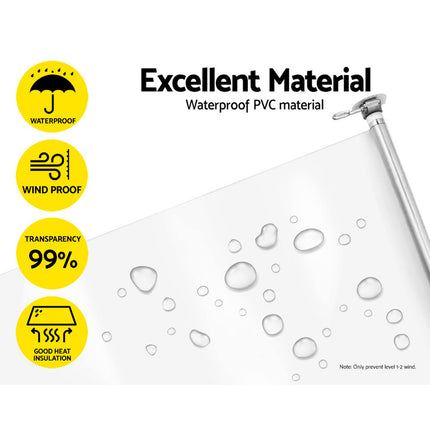 Instahut 1.5X2.4M Outdoor Blinds Clear Roll Down Awning Retractable Outdoor Blinds Water Wind Proof Transparent.