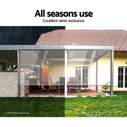 Instahut 1.5X2.4M Outdoor Blinds Clear Roll Down Awning Retractable Outdoor Blinds Water Wind Proof Transparent.