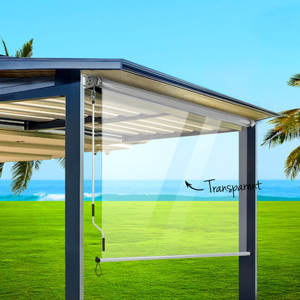 Instahut 1.5X2.4M Outdoor Blinds Clear Roll Down Awning Retractable Outdoor Blinds Water Wind Proof Transparent.