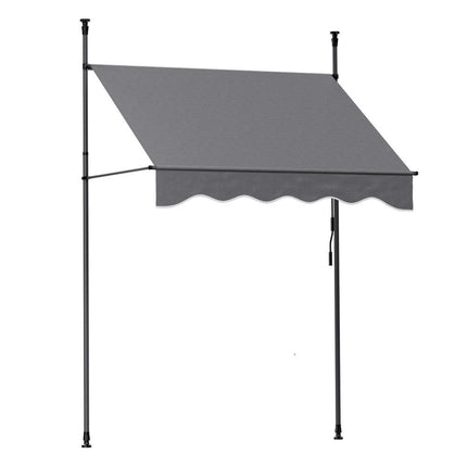 Instahut Window Fixed Pivot Arm Awning Outdoor Door Canopy 2X1.8M Grey.