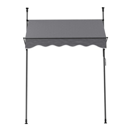 Instahut Window Fixed Pivot Arm Awning Outdoor Door Canopy 2X1.8M Grey.