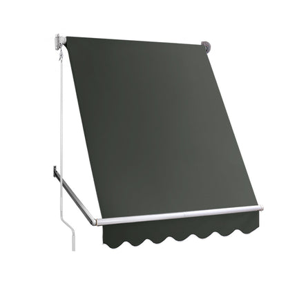 Instahut Window Fixed Pivot Arm Awning Outdoor Blinds Retractable Canopy1.5X2.1M.
