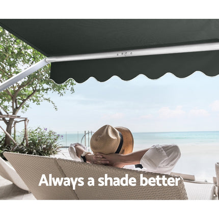 Instahut Window Fixed Pivot Arm Awning Outdoor Blinds Retractable Canopy1.5X2.1M.