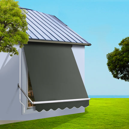 Instahut Window Fixed Pivot Arm Awning Outdoor Blinds Retractable Canopy1.5X2.1M.