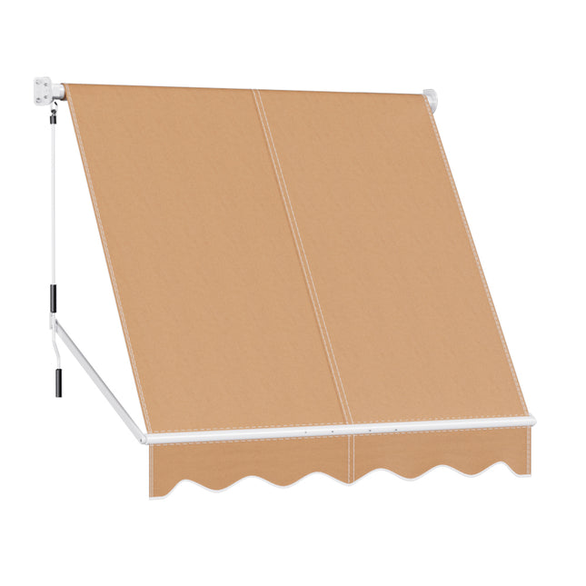 Instahut Window Fixed Pivot Arm Awning Outdoor Retractable Canopy 2.1X2.1M Beige.