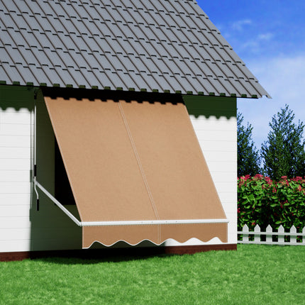 Instahut Window Fixed Pivot Arm Awning Outdoor Retractable Canopy 2.1X2.1M Beige.