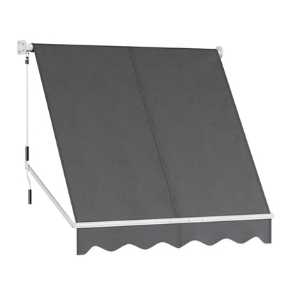 Instahut Retractable Fixed Pivot Arm Window Awning Outdoor Blinds 2.1X2.1M Grey.