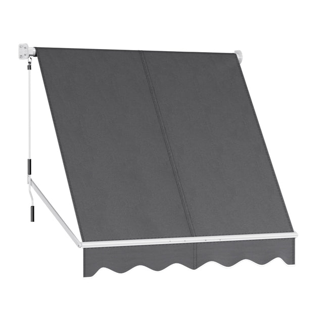 Instahut Retractable Fixed Pivot Arm Window Awning Outdoor Blinds 2.1X2.1M Grey.