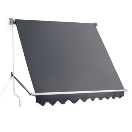 Instahut Window Fixed Pivot Arm Awning Outdoor Blinds Retractable Patio 2.4X2.1M.