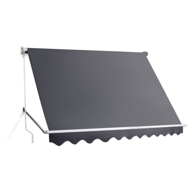 Instahut Window Fixed Pivot Arm Awning Patio Outdoor Blinds Retractable 2.8X2.1M.